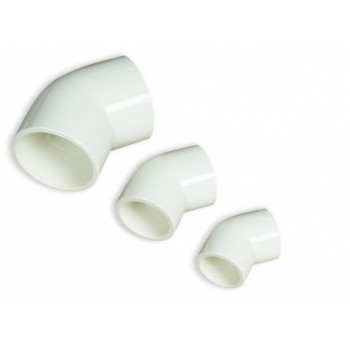 PVC 45° elbow white diameter Ø50mm-( will only suit metric plumbing )